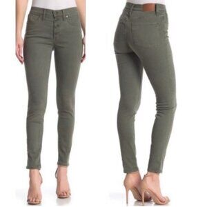 Madewell 9" High Rise Skinny Denim Ankle Button Fly Greyish Sage Green Size 27